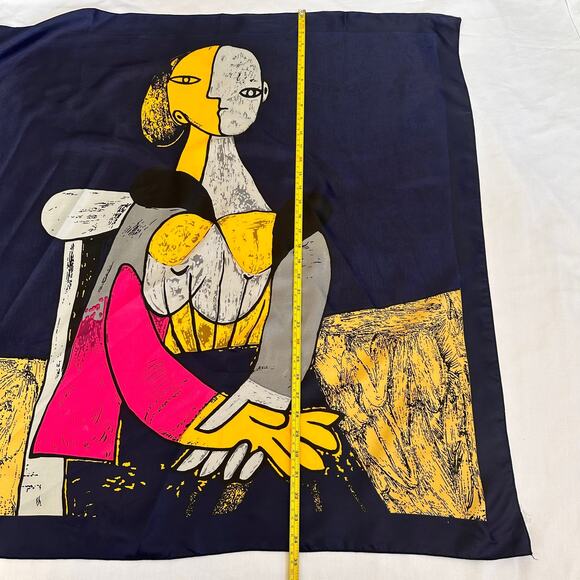 Picasso Signed Scarf Silk Large Square Art France Royal Electric Multicolored - Picture 7 of 8